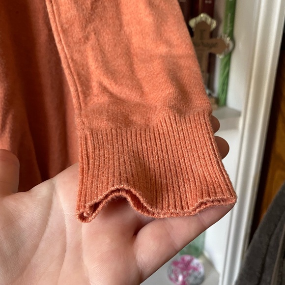 Dreamers | Orange Slouchy High Low Ribbed Detail V-neck Sweater - Picture 7 of 12